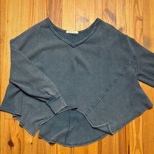 We The Free Blue Textured Top